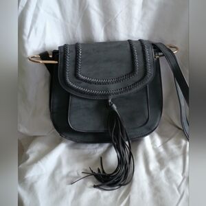 Franco Sarto Purse Women Gray Tassel Shoulder Bag Crossbody Versatile Elegant